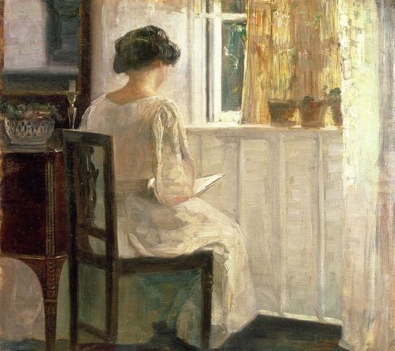 'Girl Reading in a Sunlit Room' Carl Vilhelm Holsøe [Danish artist, 1863